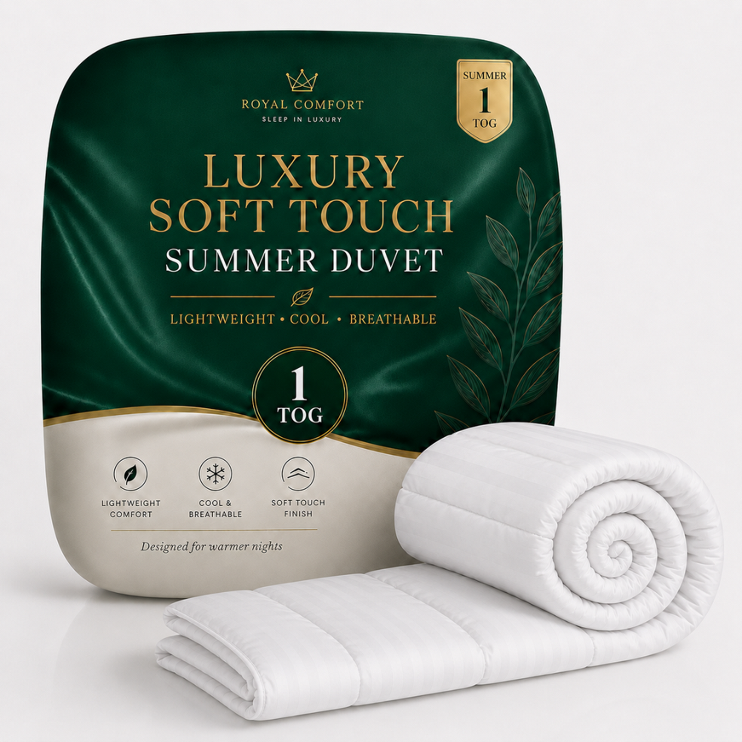 Opulent Home Luxury Soft Touch 1 Tog Summer Duvet - White