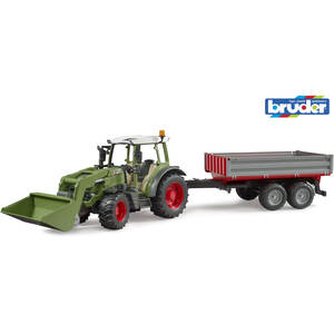 Bruder Fendt Vario 211 with frontloader and tipping trailer Construction Loader Model