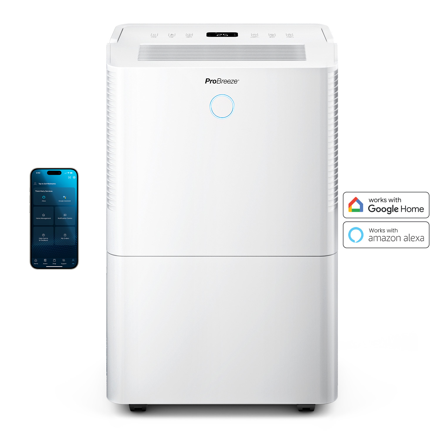 Pro Breeze 40L Smart Compressor Dehumidifier - White