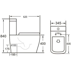 Cloakroom Suite with Rimless Toilet & Full Pedestal Basin
