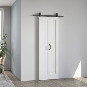 HOMCOM Slide Door with Steel Rail, Opaque Home Decoration