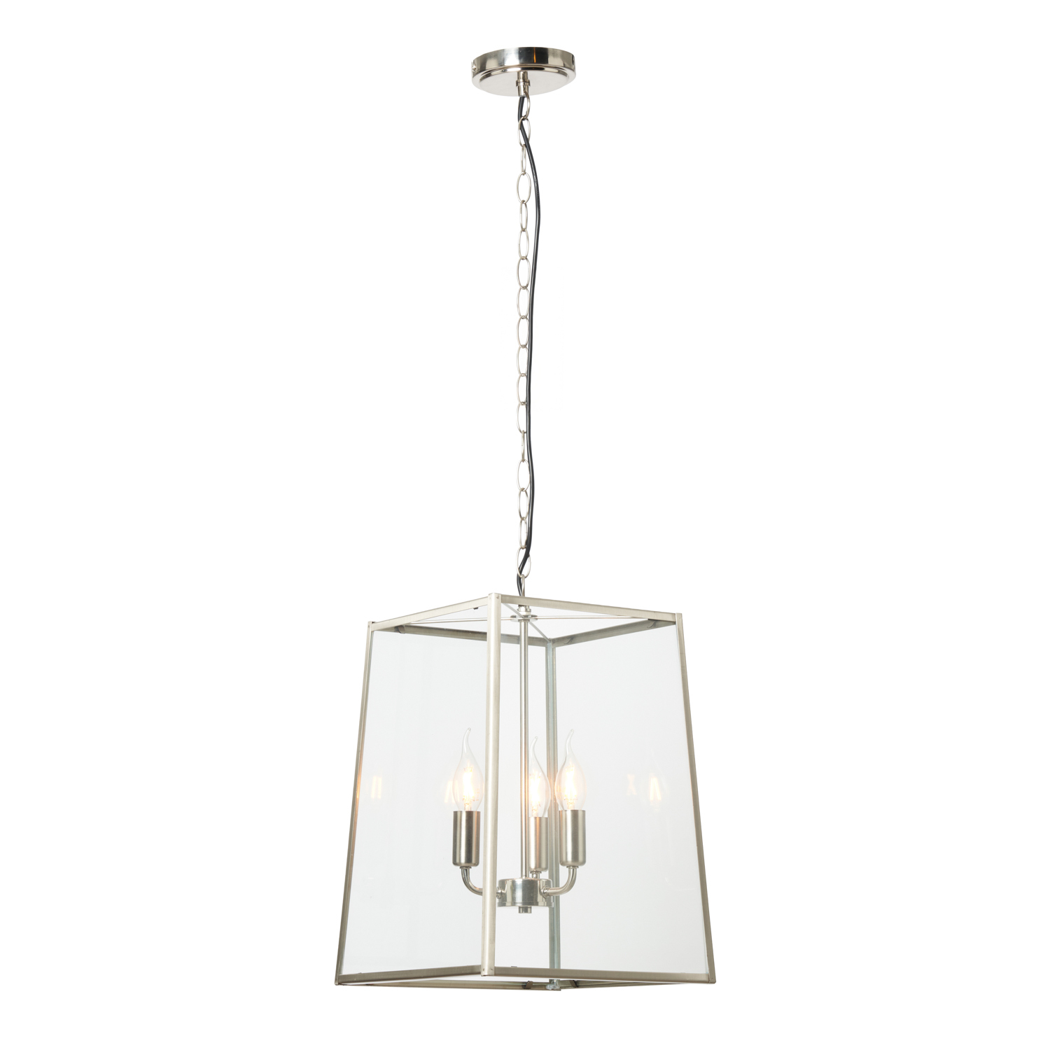 Litecraft Emery Large 3 Light Lantern Adjustable Ceiling Pendant, Brushed Chrome - Image 2