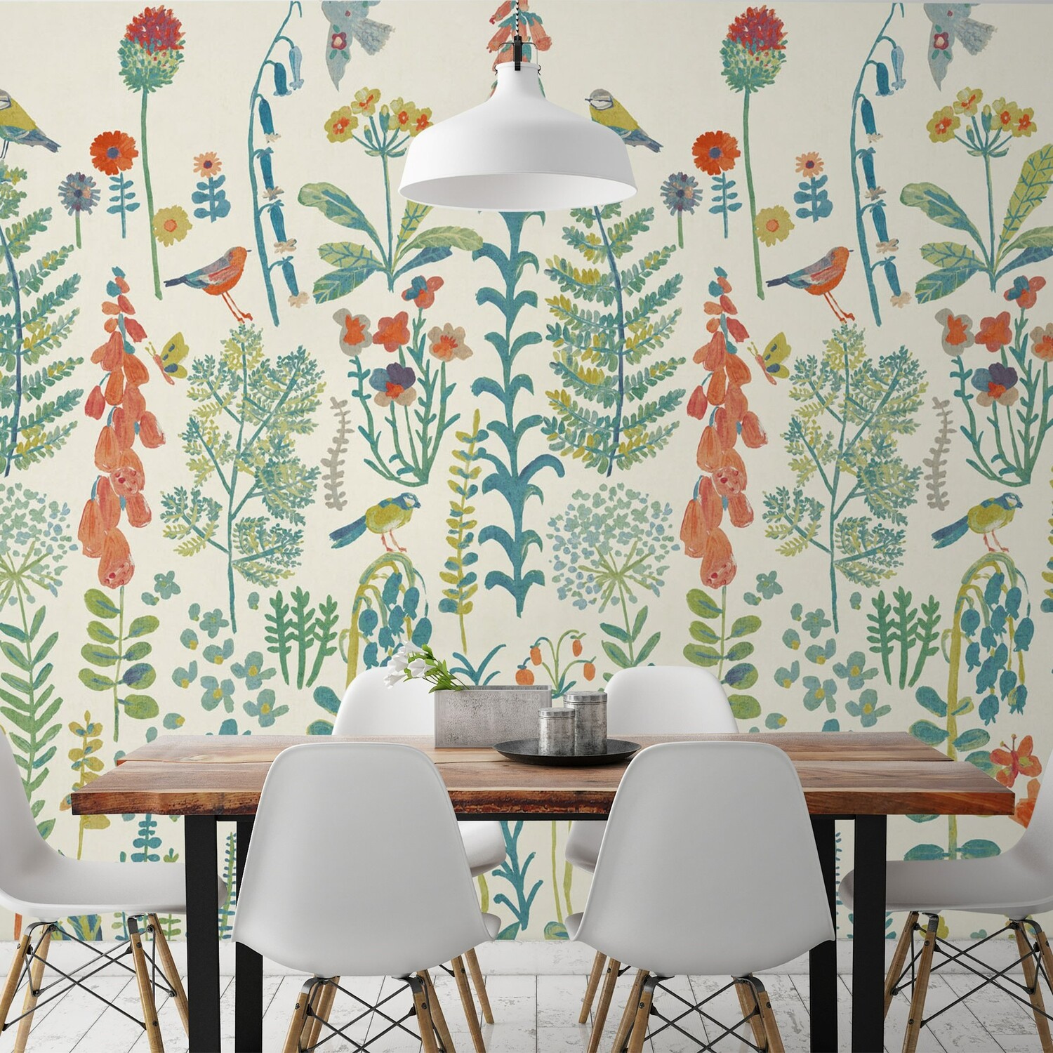Grandeco Spring Meadow 3 Lane Repeatable Wallpaper Mural - Neutral