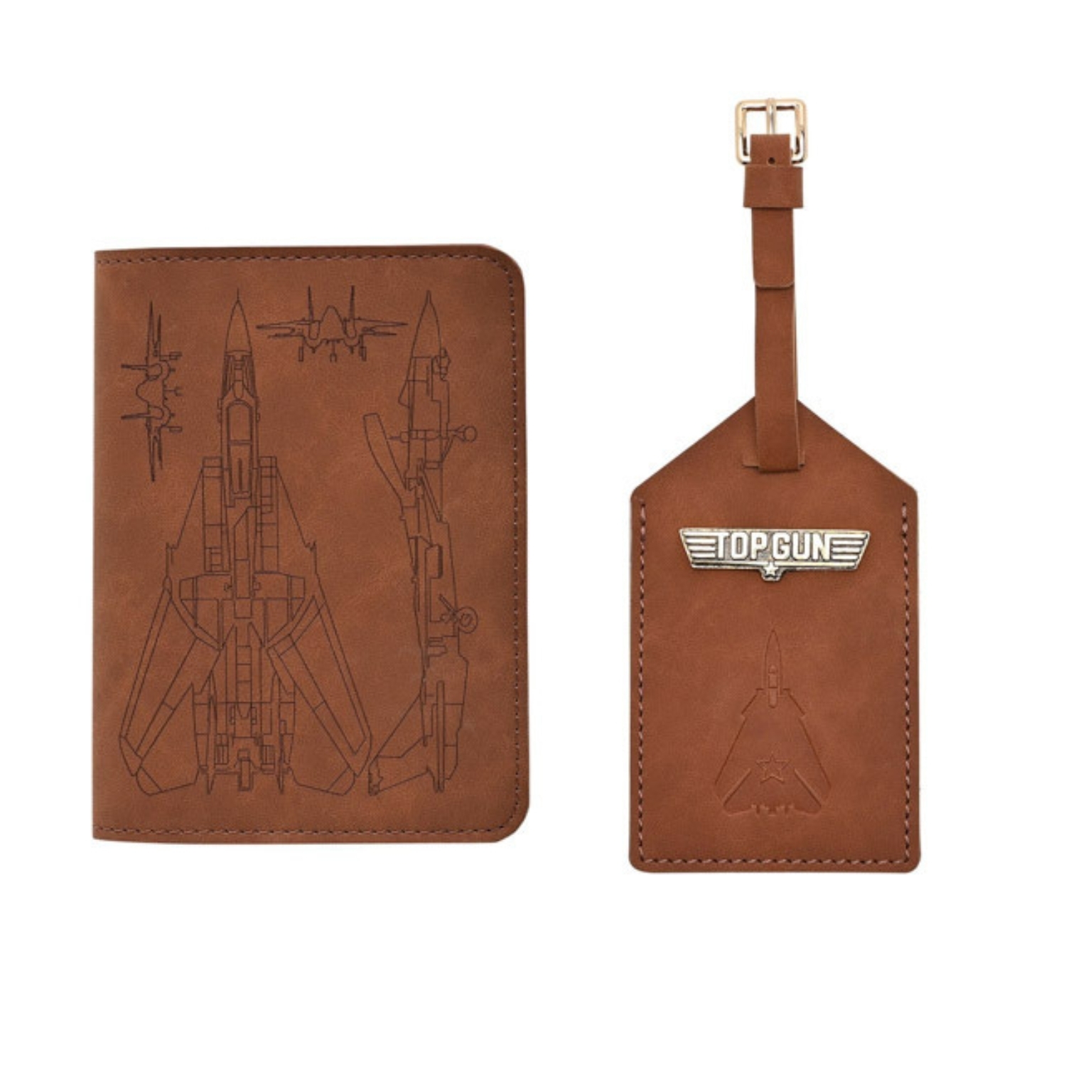 Widdop & Co Top Gun Passport Holder And Luggage Tag - Tan