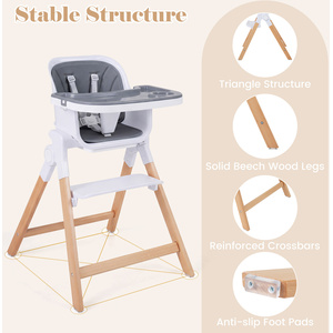Convertible Toddler Feeding Baby High Chair with Detachable Tray-Grey