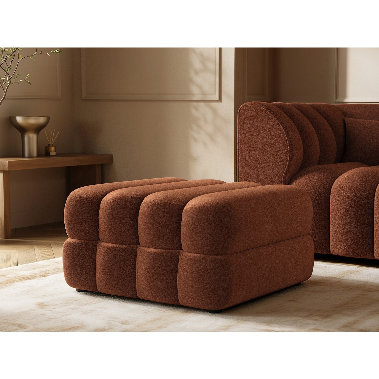 Solace+Co Halle Ottoman Storage Footstool - Orange