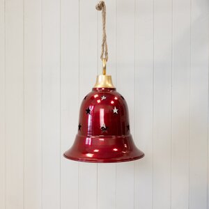 Glossy Red Metal Bell with Cutout Detail Large