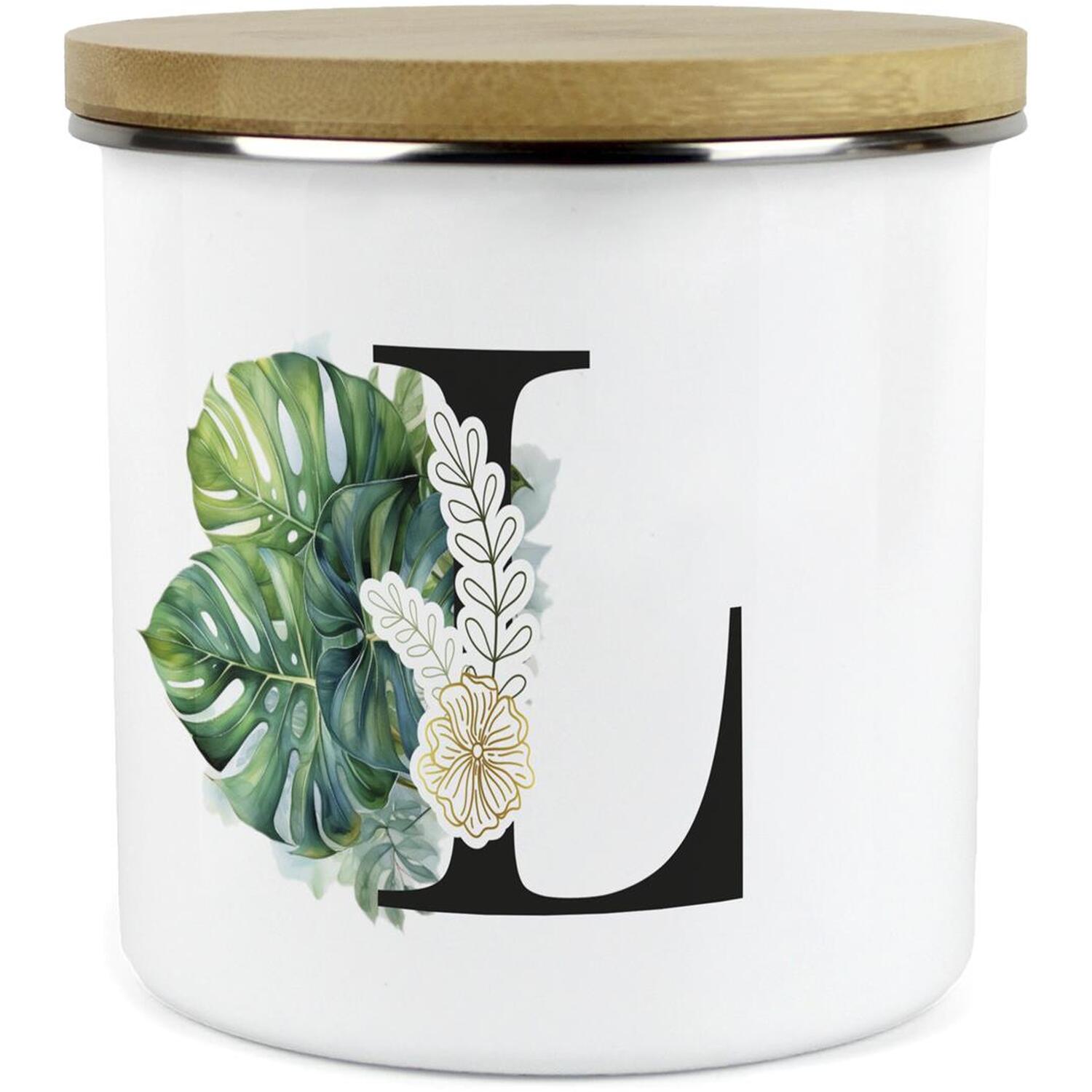 Purely Home Green & Gold Letter L Large Storage Canister