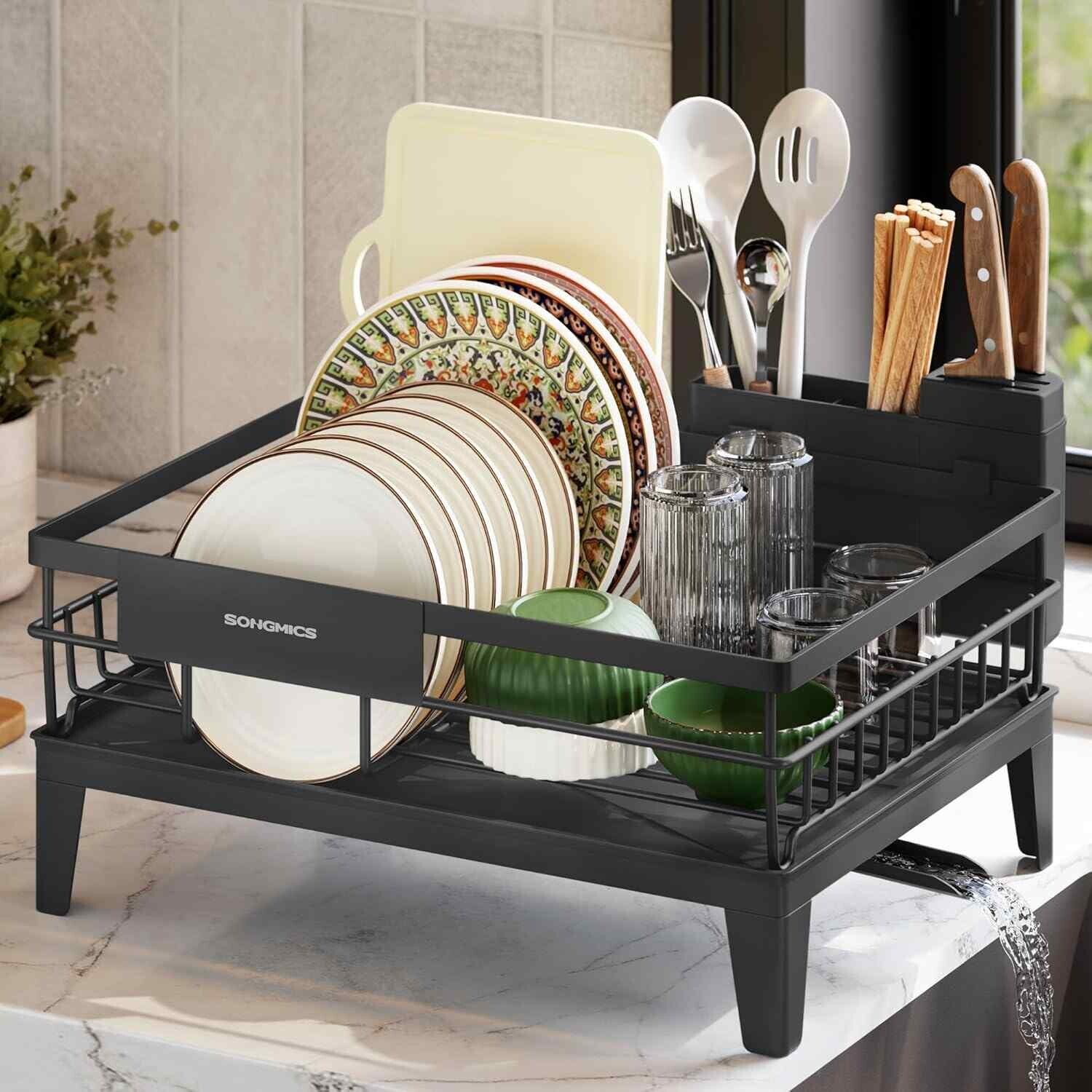 Image of Dish Drying Rack Rotating Spout Cutlery&hellip;