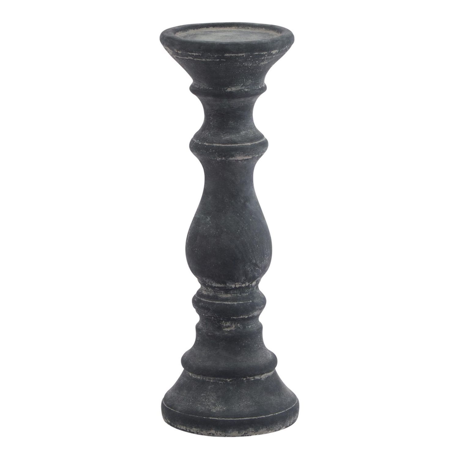 Hill Interiors Amalfi Column Candle Holder - Grey / Ceramic