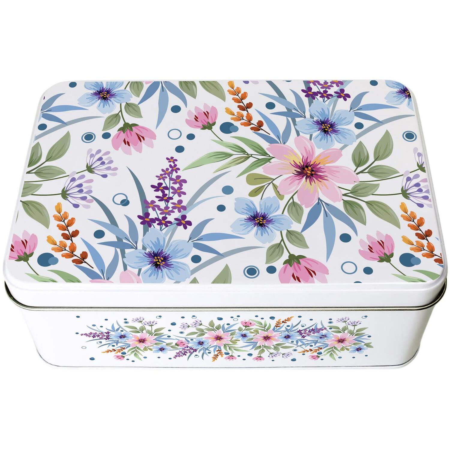 Purely Home Pastel Floral Rectangular Tin - Multicoloured