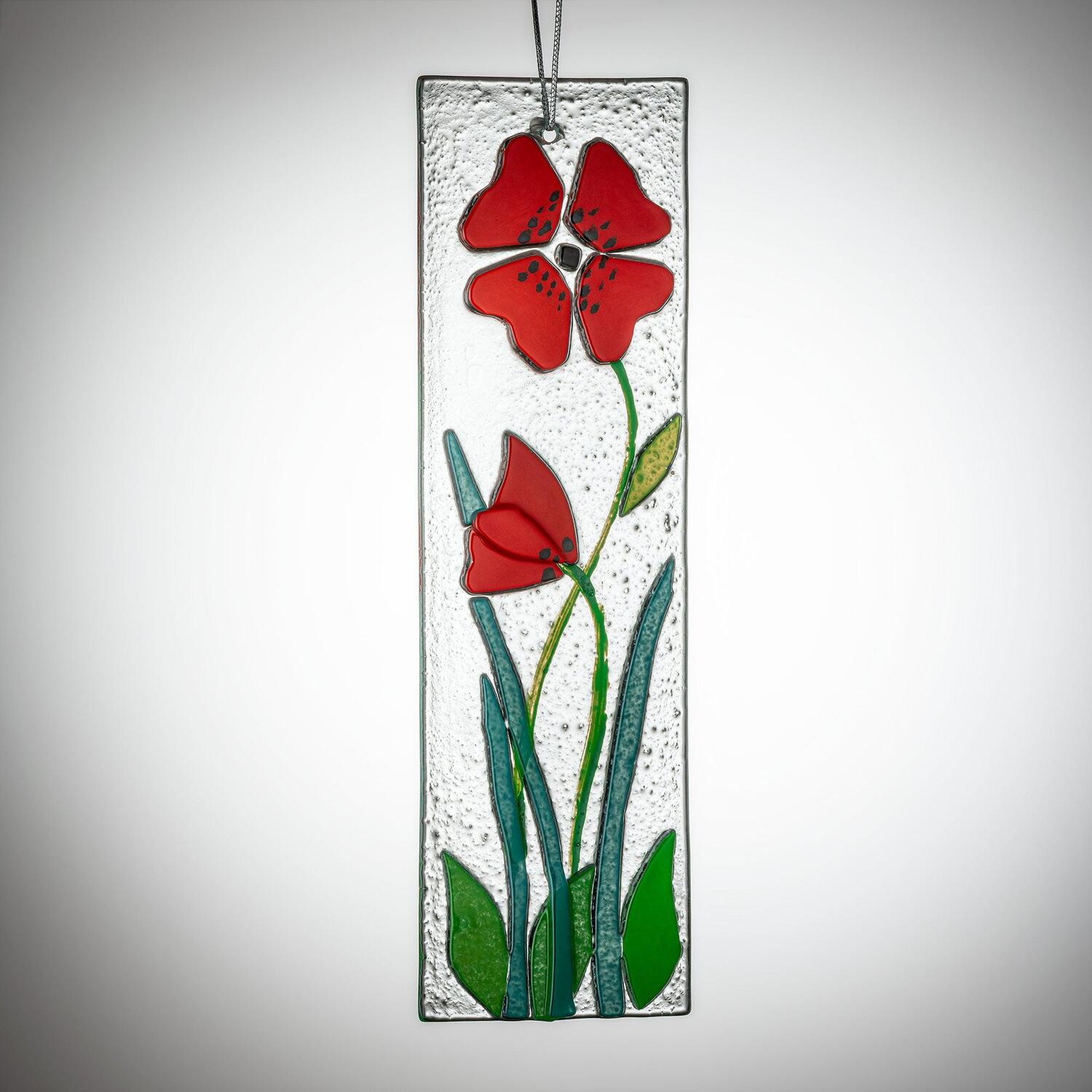 Sienna Glass Hanging Decorative Flower Plaque Red