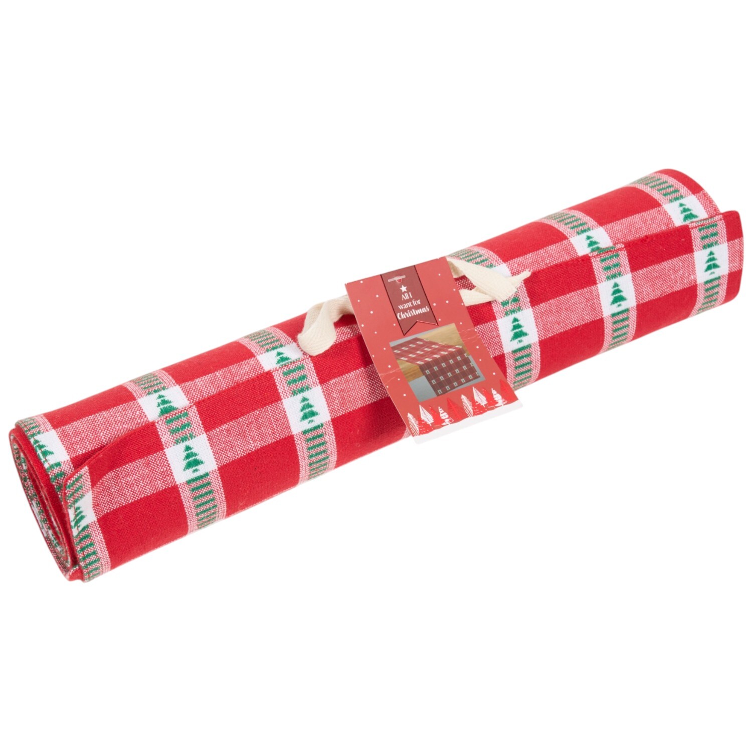 Wilko Checkered Tree Table Runner in Red for Festive Dining and Holiday Table Halloween Decoration - Image 2