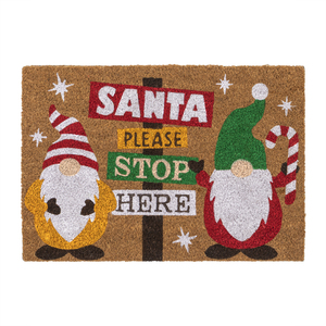 Christmas PVC Coir Door Mat - 40x58cm - Santa Stop Here - Festive Mat