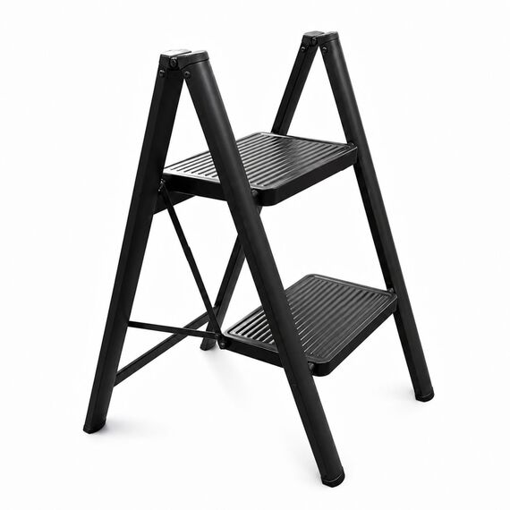 2 Step Ladder Compact Heavy-Duty Steel