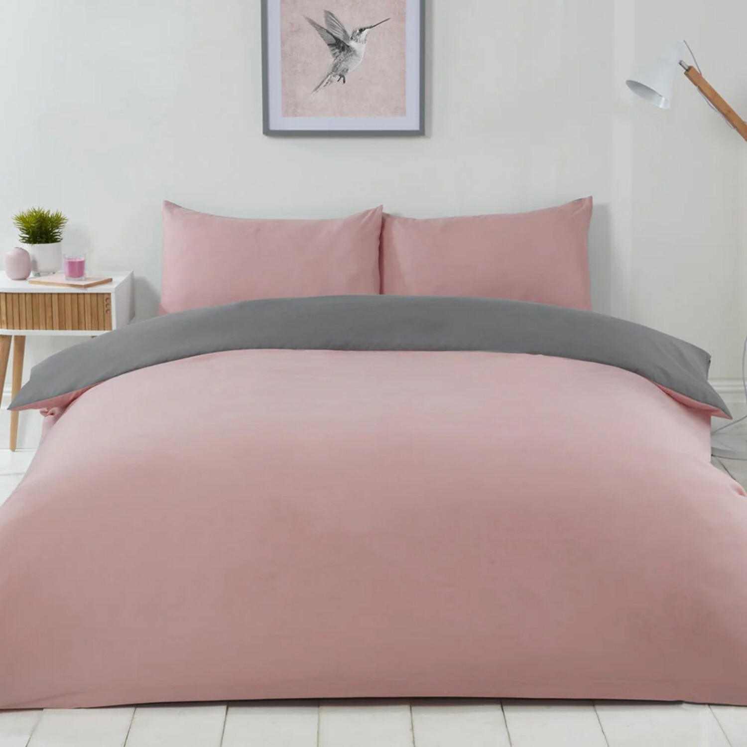 Voltico Reversible Soft Touch Easy Care Duvet Cover Set - Dusty Pink