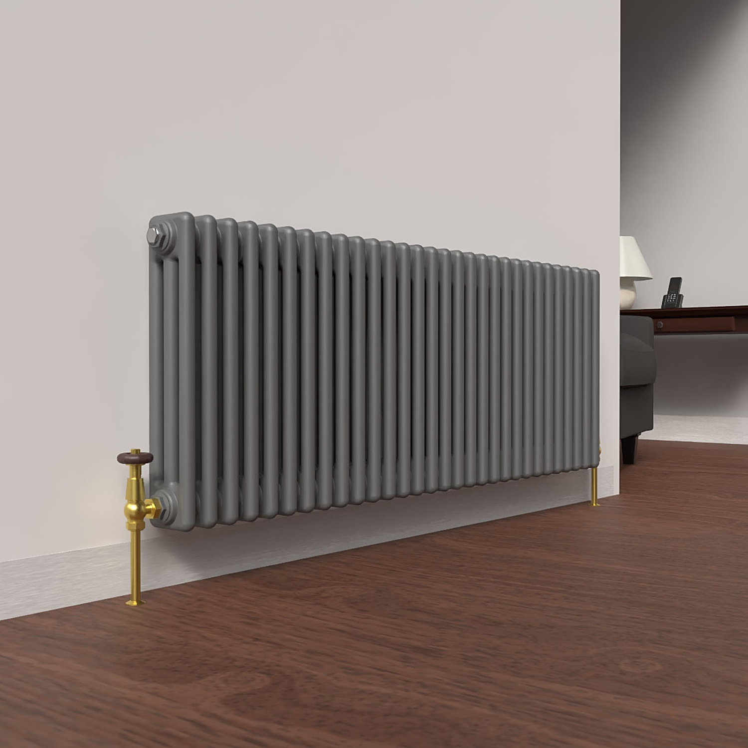 B&Q - Anthracite Grey Horizontal 3 Column Traditional Radiator 500mm (H) X 1370mm (W) - Image 2