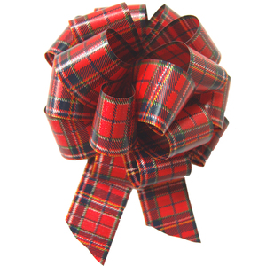 Red Tartan Pull Bows 32mm (pack of 10)
