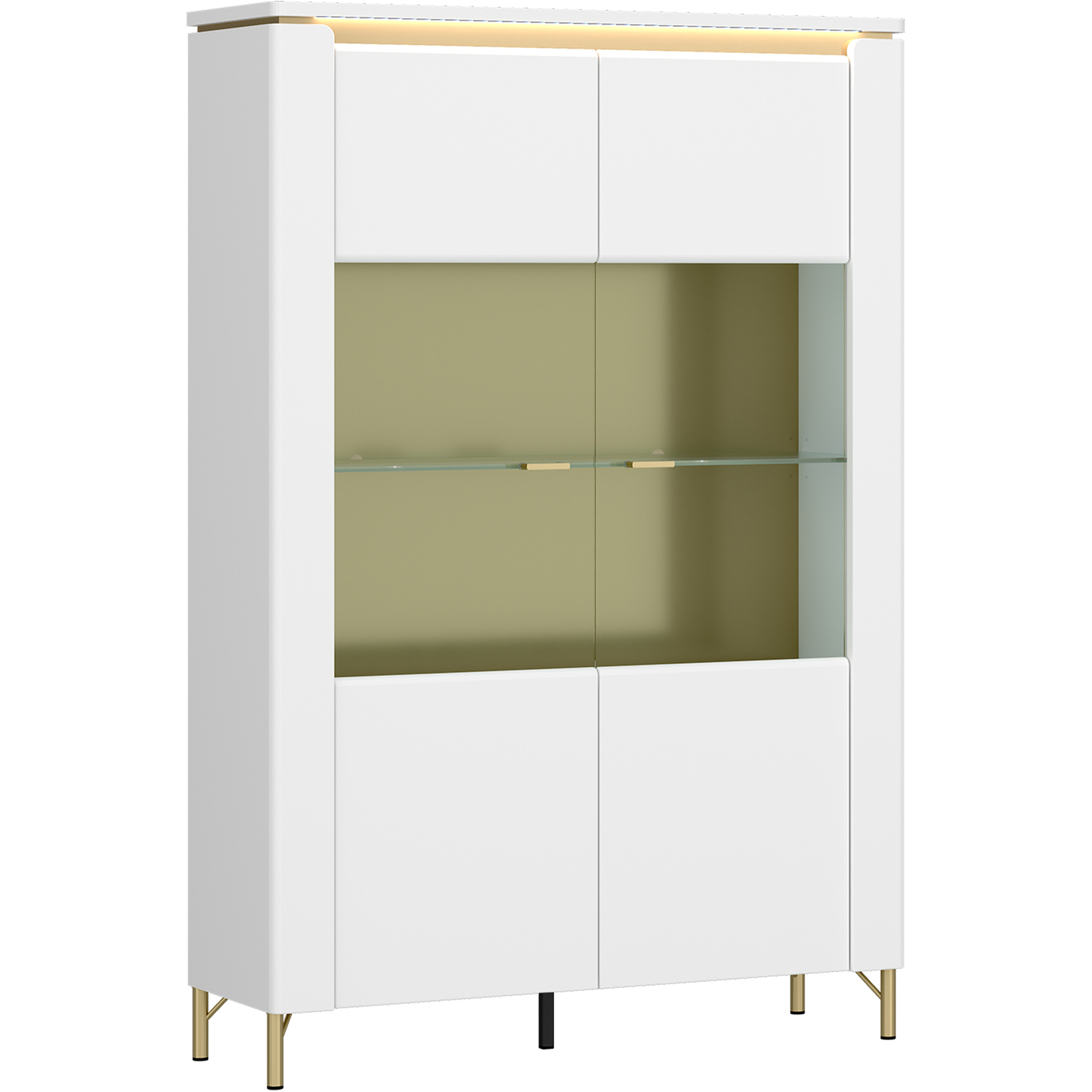 Furniture To Go Lazio 2 Door Display Cabinet Alpine White Gold Metal - Image 3