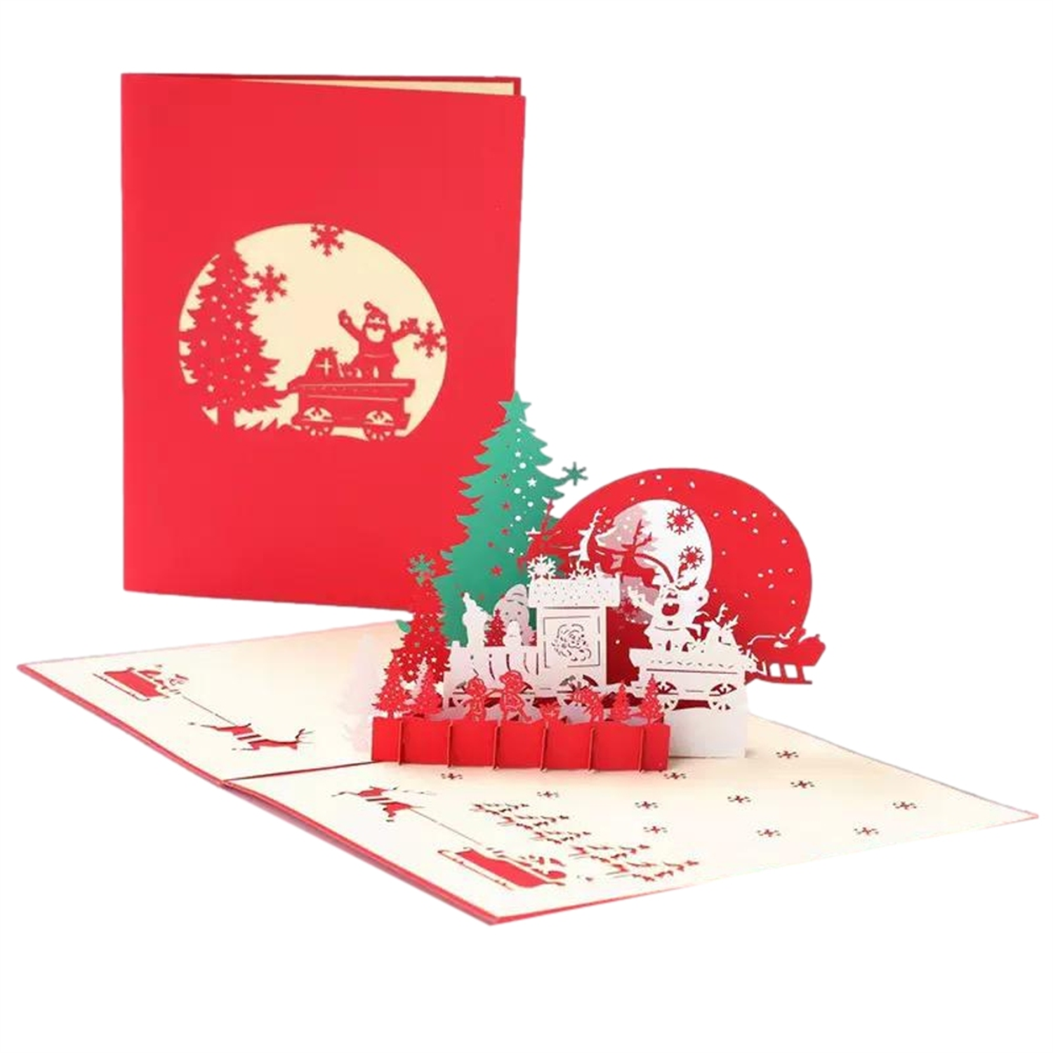 Brightfeel Santa¿S Sleigh Ride 3D Pop Up Christmas Card - White