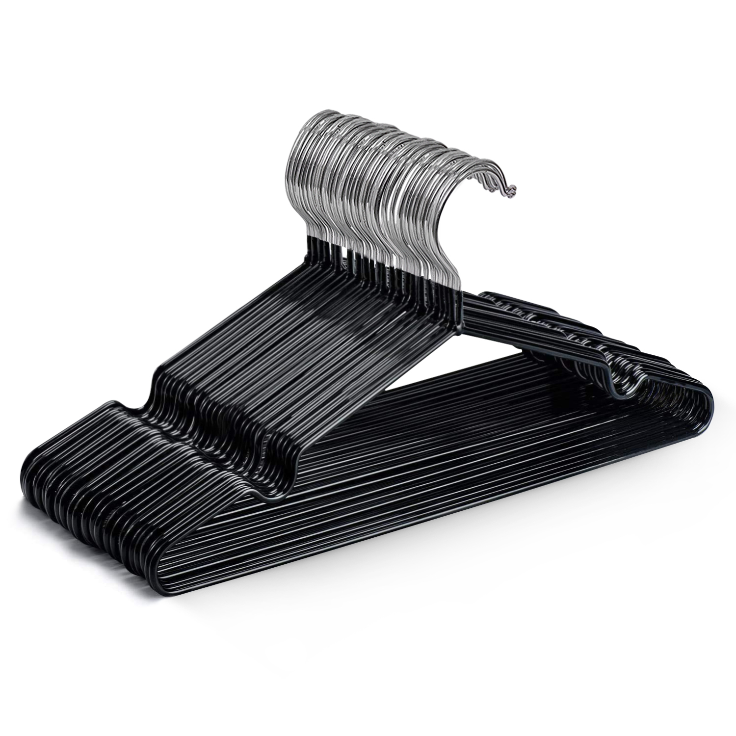 Keplin 20 Pack Premium Rubber Coated Metal Hangers C - Black