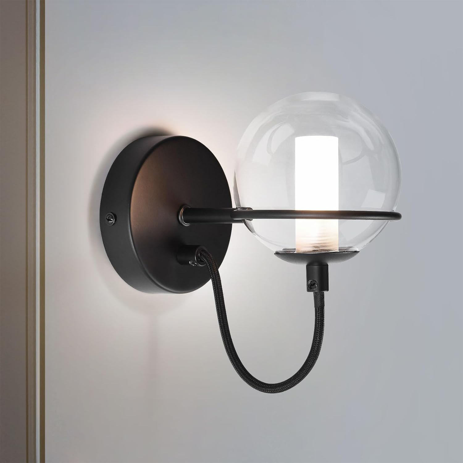 Harper Living Art Deco Wall Light With Cylinder Shade - Gold - Black / 28W