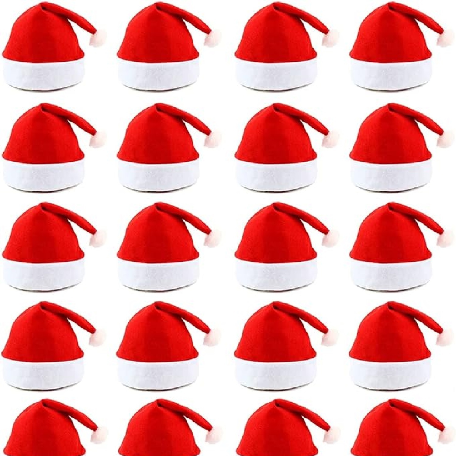 Aka 24Pack Santa Hats Christmas Party Hats Fancy Dress Christmas Hats - Red - Image 2