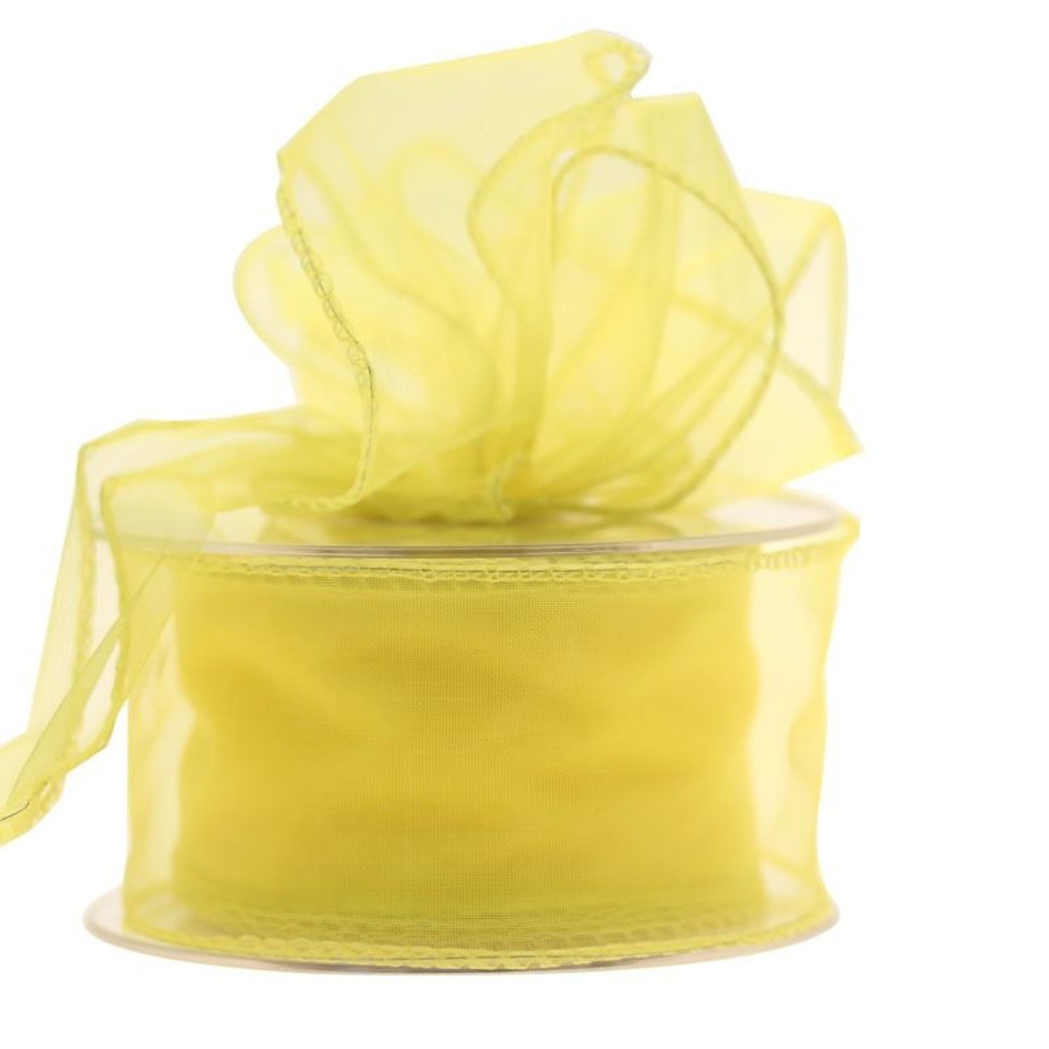  - Yellow Wi Chiffon Ribbon 50mm 2 PackRed Wired Organza - Image 3