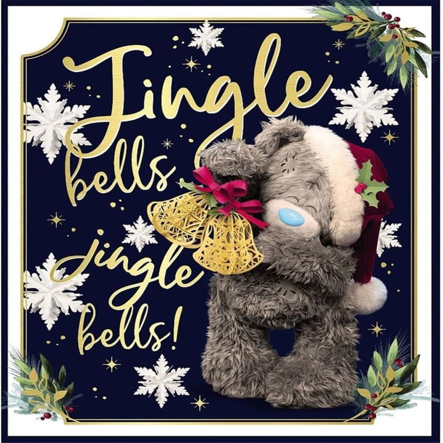 Me To You Bear With Bells Jingle Bells Photo Finish Christmas Card - Red