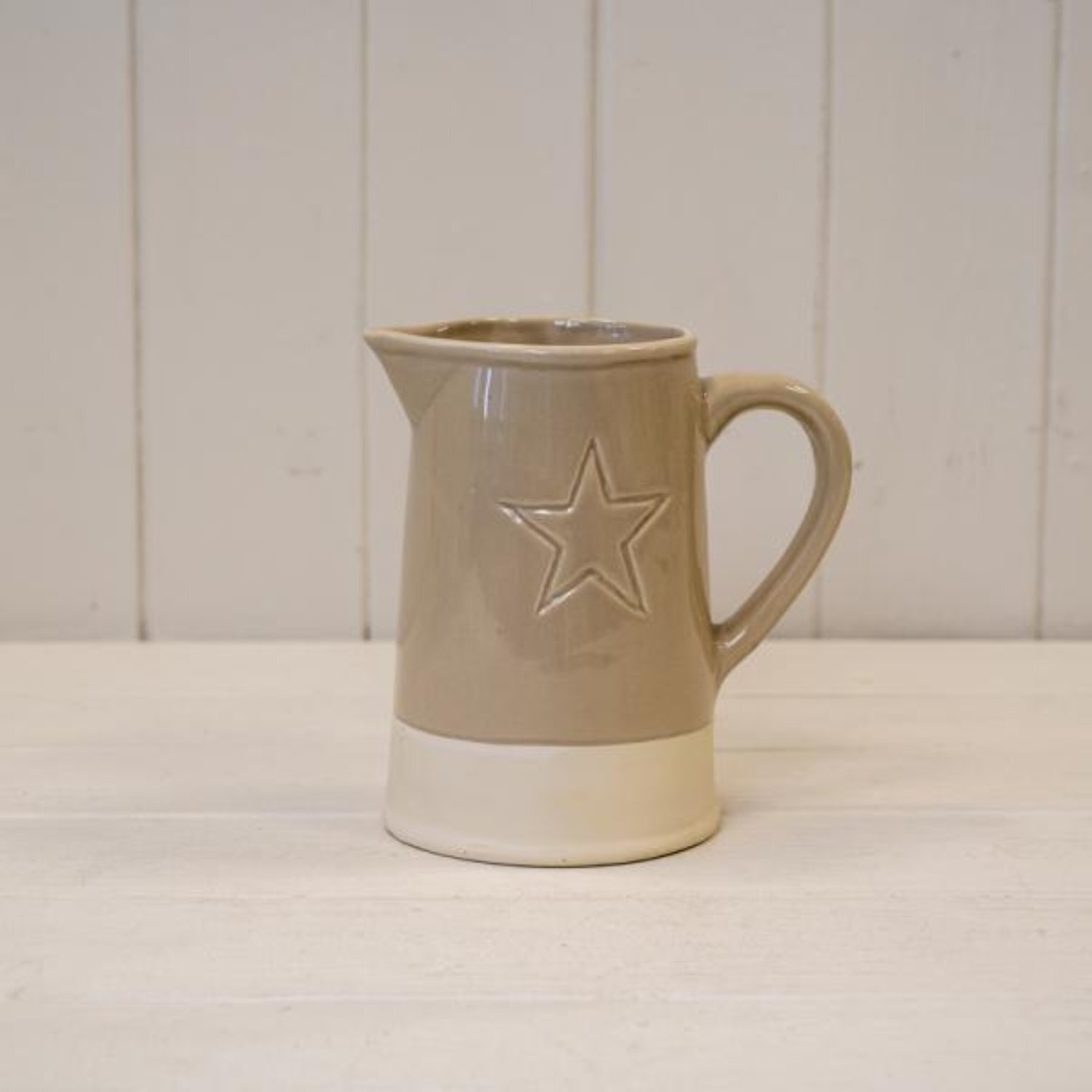 Kdmd Beige Warm Grey Debossed Star Jug - Light Sand