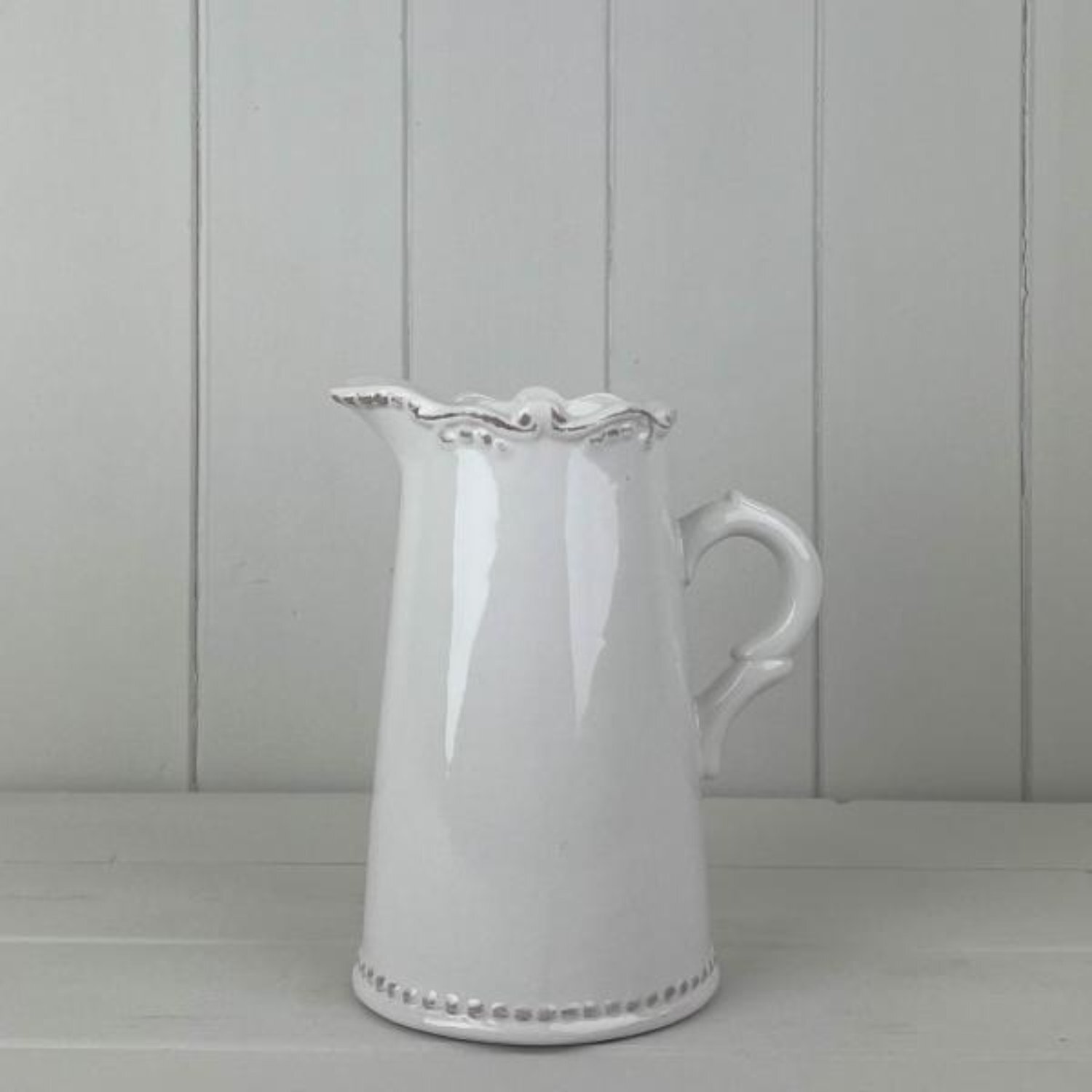  - Charming White Jug With Decorative Rim - Image 3