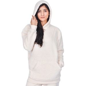 Womens Luxury Teddy Fleece Hoodie Warm Soft Cosy Pullover