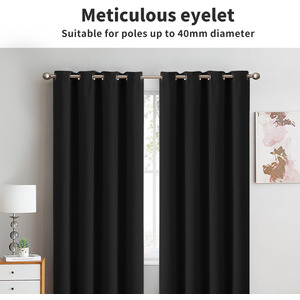 Black / 137cm / 117cm 2 Pack Triple Layer Eyelet Blackout Curtain shot 20981659