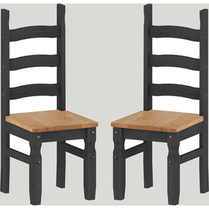 Corona Charcoal Grey Pair Of Dining Chairs Solid Wood Mexican Pine