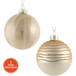 Champagne & Gold Striped Bauble