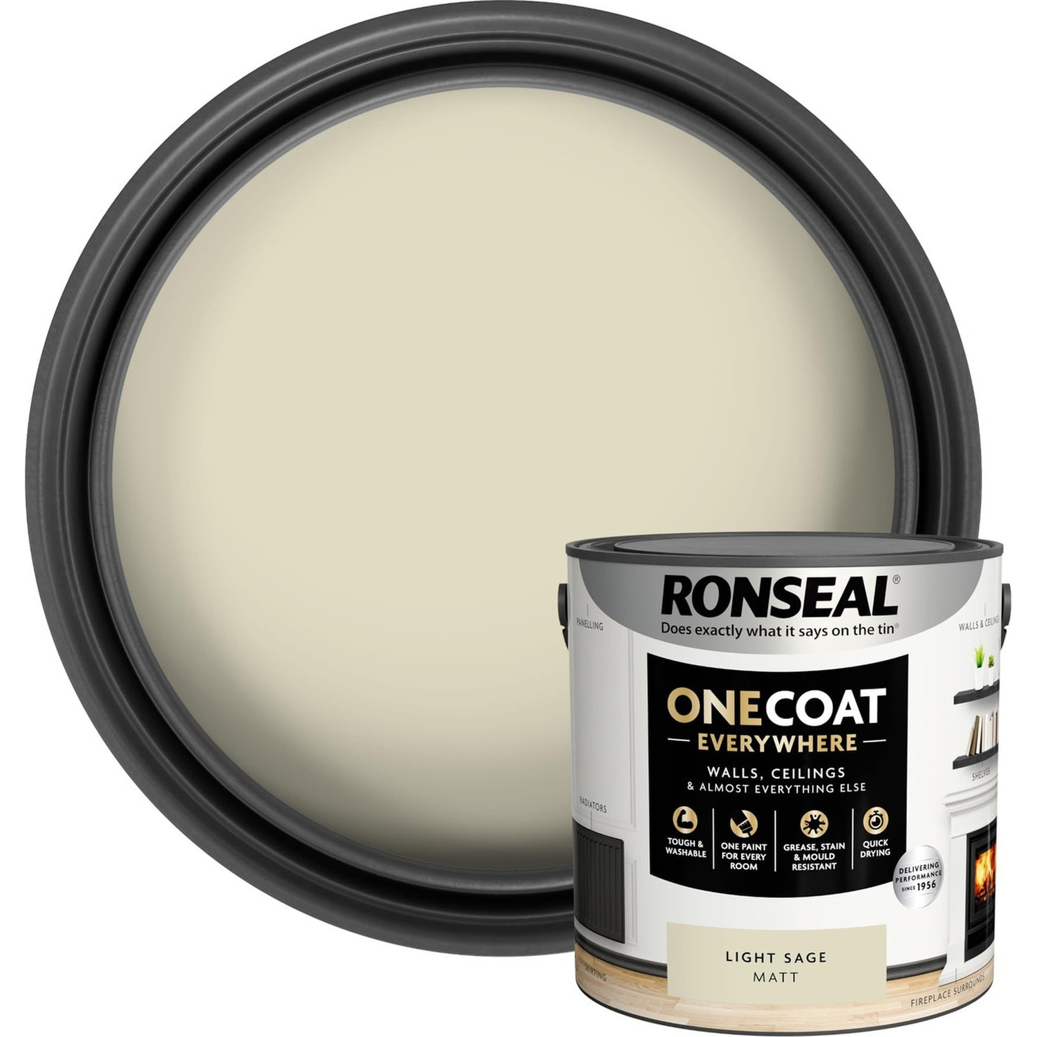 One Coat Everywhere Interior Paint Sage 2.5L Light Ronseal - Image 13