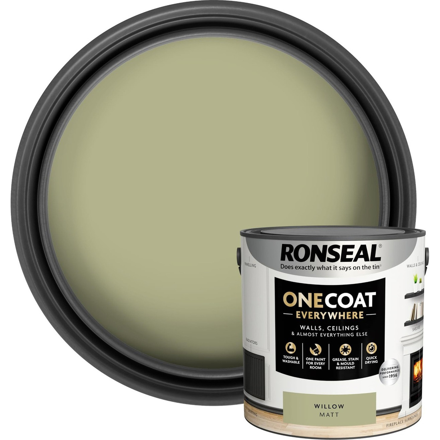 Ronseal One Coat Everywhere Interior Willow Matt 2.5 litre - Image 14