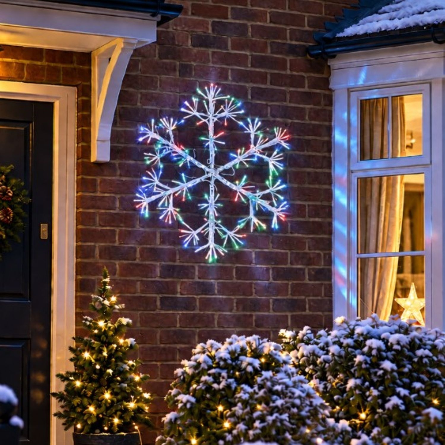 60cm Multi Colour Starburst Snowflake Christmas Silhouette Light, Twinkle - Image 4
