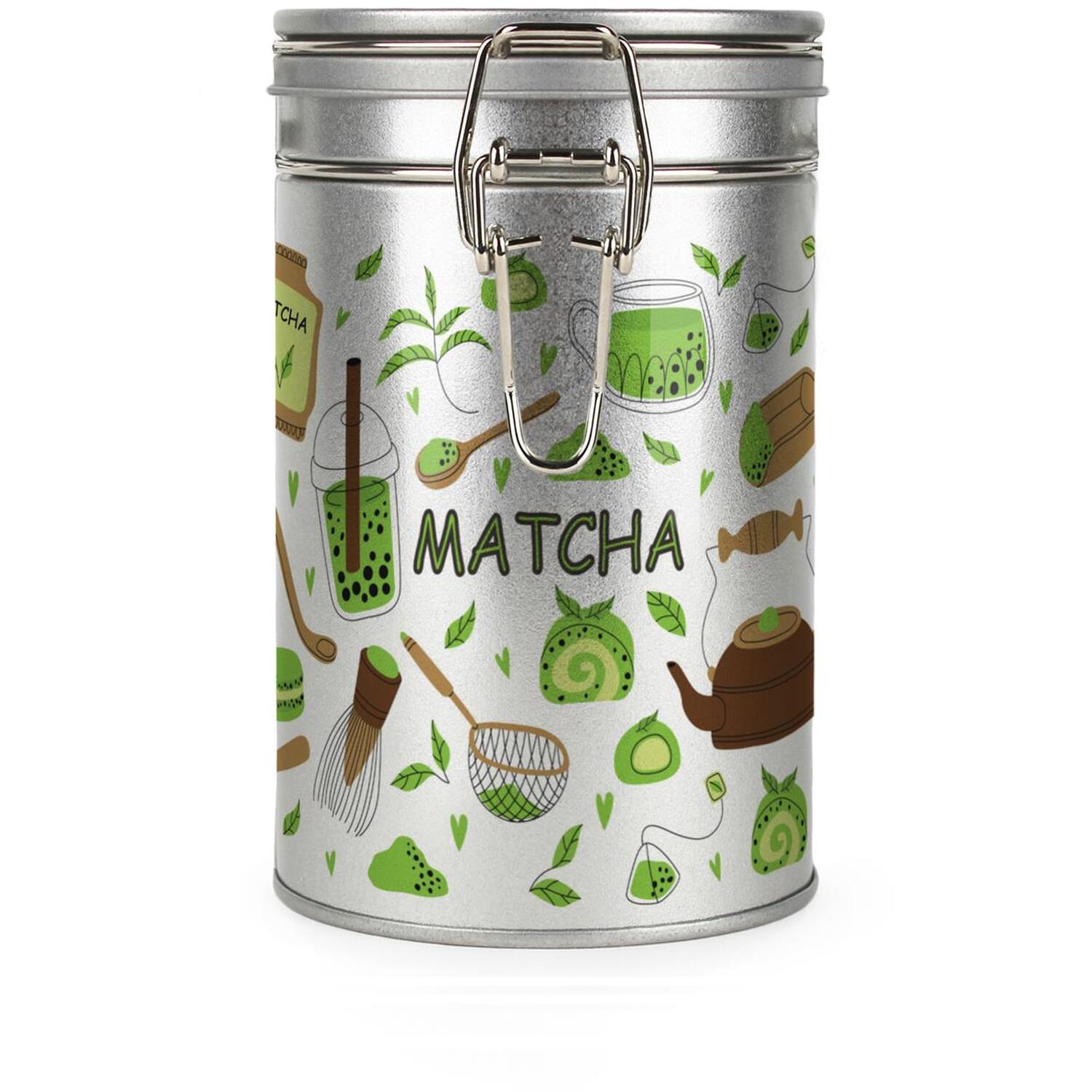 Purely Home Green Matcha Canister - Silver Metal Kitchen Storage Container - Green - Image 3