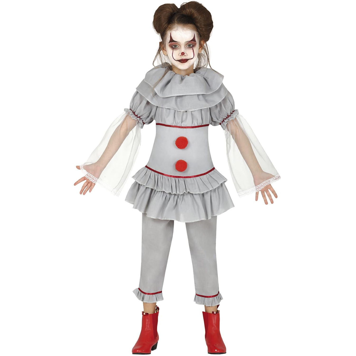 Fiestas Guirca Kids Scary Clown Halloween Costume - 7 Years - White/Red - Image 2