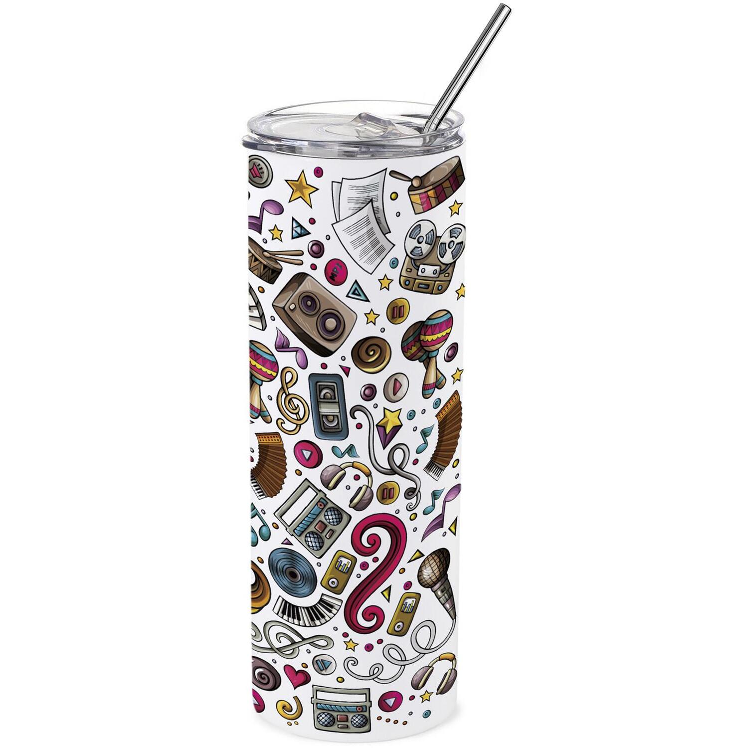 Music Mash-Up Travel Flask - Musical Instruments Gifts - Stainless Steel Cup - Image 2