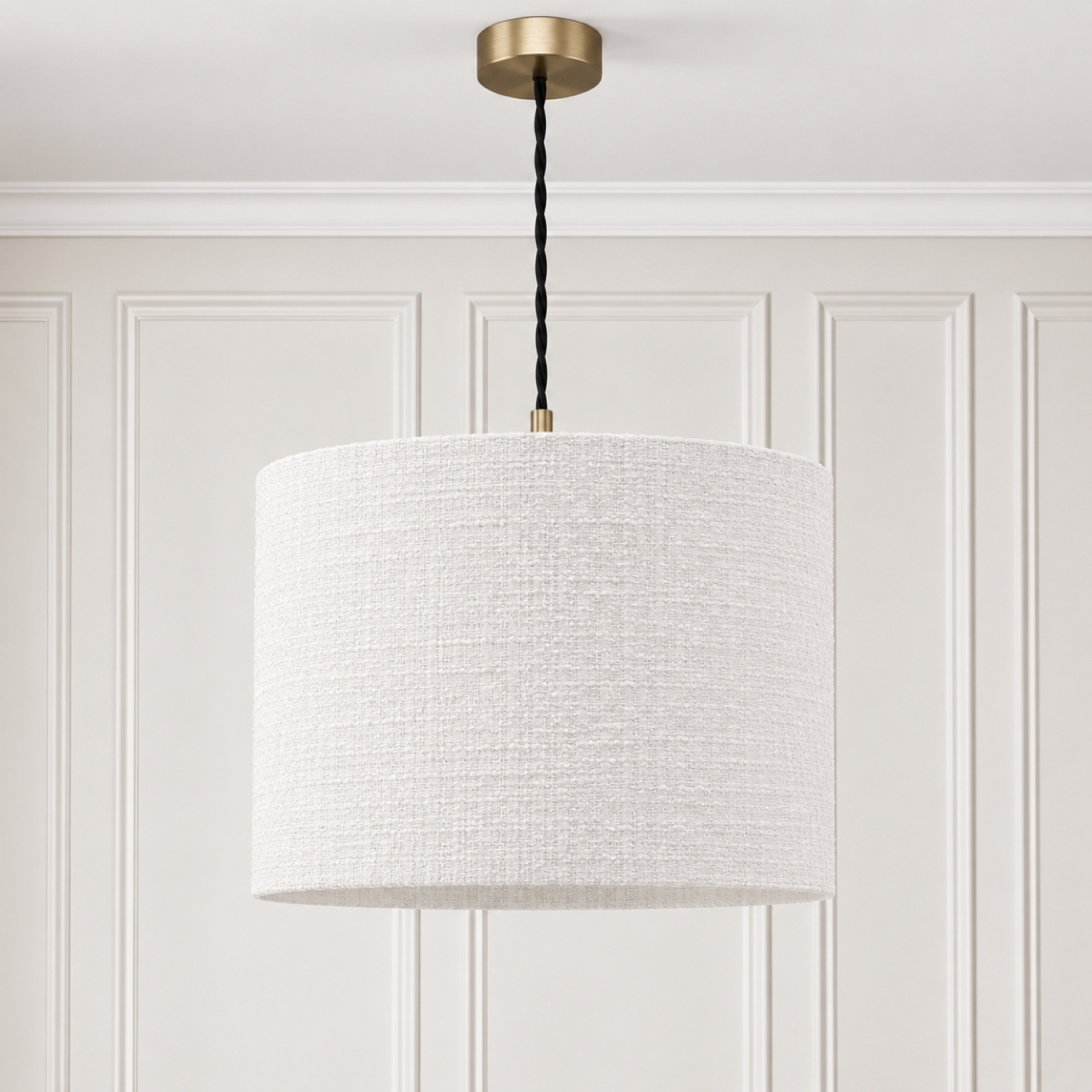 Cgc Lighting Unisex White Messina Luxury Detailed Cotton Drum Lampshade | Size: 12 Inches - Image 2