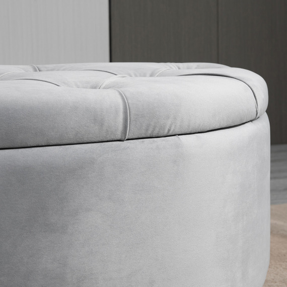 HOMCOM Semi-Circle Bed End Bench Ottoman with Storage