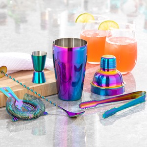 Homiu Cocktail Set Rainbow 5 Piece Includes Iridescent Stainless Steel