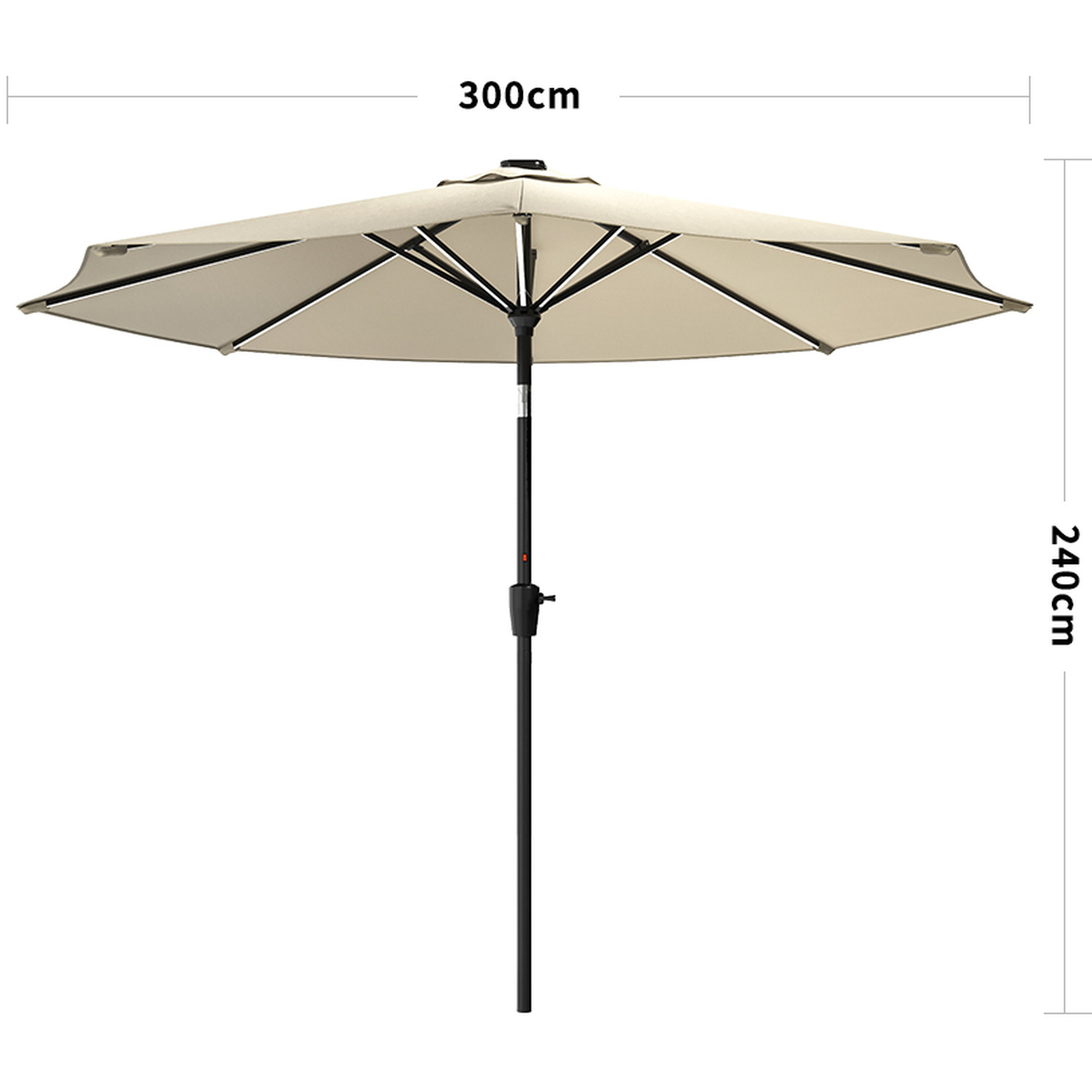 Garden Parasol With Led Strips No Base - Beige