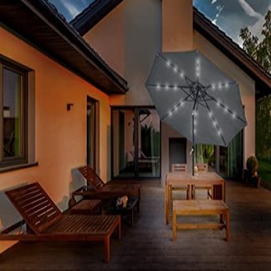 Garden Parasol Tilting Umbrella Solar LED Dark Grey Protective Cover