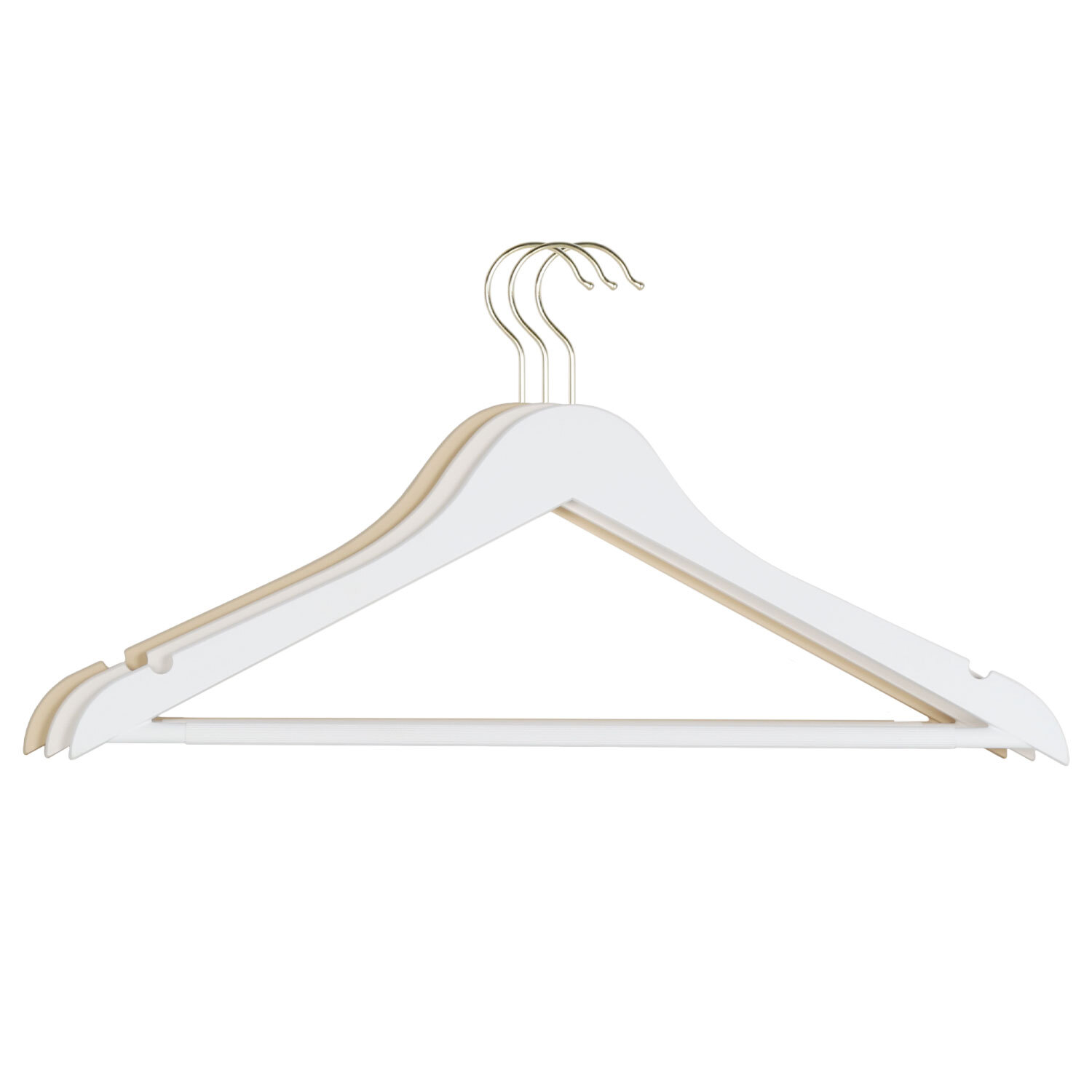 Image of Pack of Three Soft Touch Premium Hangers - Neutral