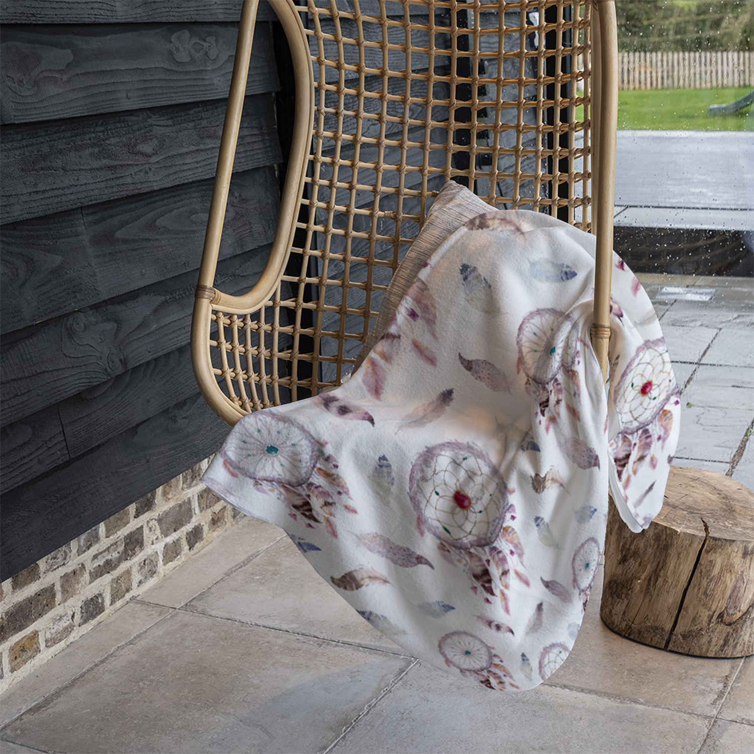 Dreamcatcher And Feather Pattern Blanket - Pink
