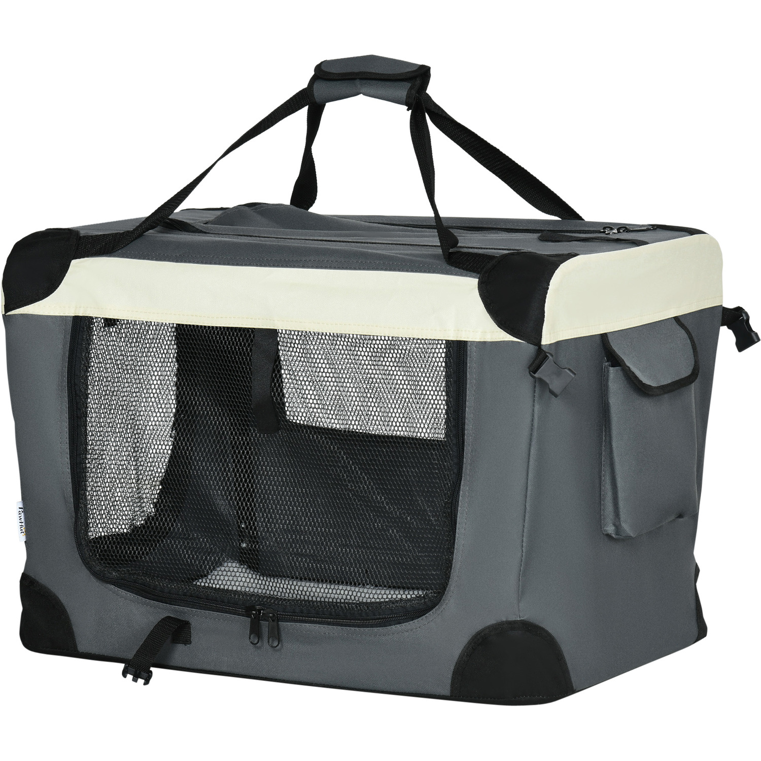 B&Q - 60Cm Foldable Pet Carrier Bag Soft Travel Dog Crate For Mini Dogs Grey - Image 8