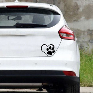 Reflective Paw Print Heart Car Sticker Decal